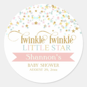 Twinkle Little Star Baby Shower in jeder Farbe Runder Aufkleber