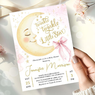 Twinkle Little Star Baby Shower Mädchen Rosa Schle Einladung
