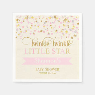 Twinkle Little Star Baby Shower Pink Gold Serviette