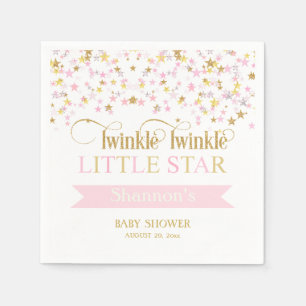 Twinkle Little Star Baby Shower Rosa Gold Serviette