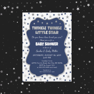 Twinkle Little Star Baby Shower Silber einladen Einladung