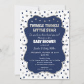 Twinkle Little Star Baby Shower Silber einladen Einladung (Vorderseite)