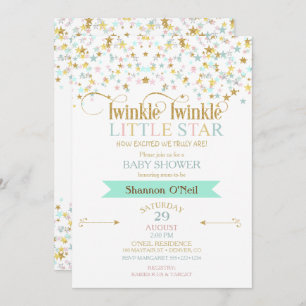 Twinkle Little Star Babydusche jeder Farbe Einladung