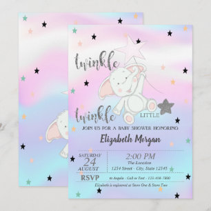 Twinkle Little Star, Bär Holografische Babyparty Einladung