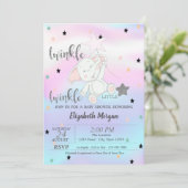 Twinkle Little Star, Bear Holographic Baby Show Einladung (Stehend Vorderseite)