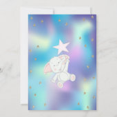 Twinkle Little Star Bear Holographic Baby Shower Einladung (Rückseite)