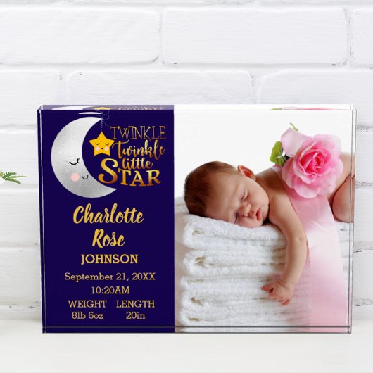 Twinkle Little Star Birth Announcement Baby Fotoblock