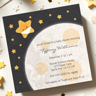 Twinkle Little Star Black and Yellow Baby Dusche Einladung