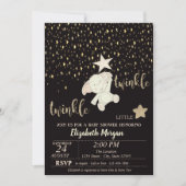 Twinkle Little Star Black, Gold, Bear Baby Dusche Einladung (Vorderseite)