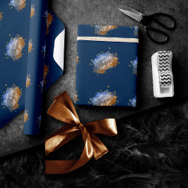 Twinkle Little Star | Blaue Kupfer-Goldstaub Geschenkpapier