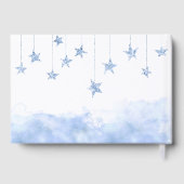 Twinkle Little Star Blaue Wolken Junge Baby Shower Gästebuch (Rückseite)