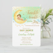 Twinkle Little Star Blonde Baby Dusche Neutral Einladung (Stehend Vorderseite)