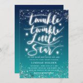 Twinkle Little Star Blue Aquamarin Baby Dusche Einladung (Vorne/Hinten)