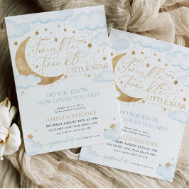 Twinkle Little Star Blue Baby Dusche Einladung