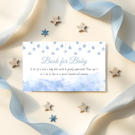Twinkle Little Star Blue Baby Shower Book Request Begleitkarte