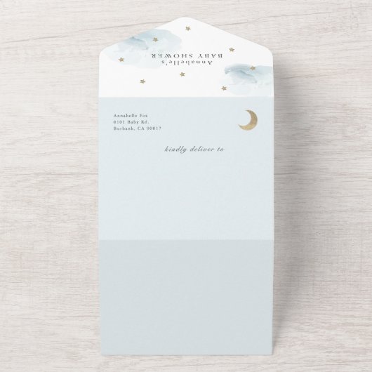 Twinkle Little Star Blue Book Baby Dusche All In One Einladung (Außenbereich)