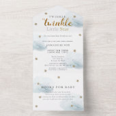 Twinkle Little Star Blue Book Baby Dusche All In One Einladung (Innen Boden)