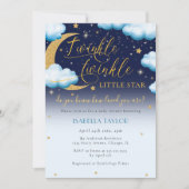 Twinkle Little Star Blue Boy Baby Dusche Einladung (Vorderseite)
