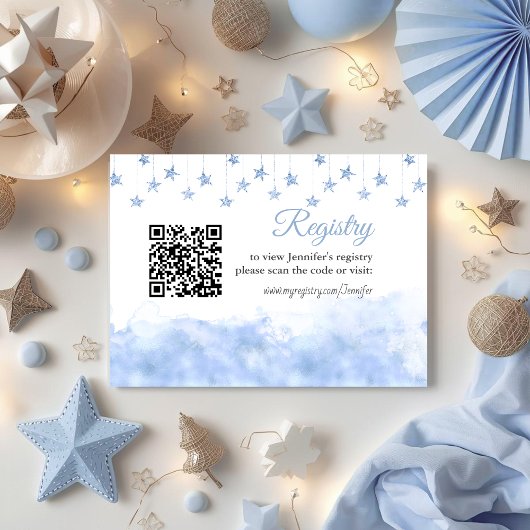 Twinkle Little Star Blue Boy Baby Shower Registry Begleitkarte