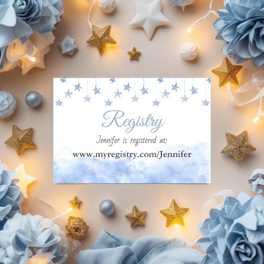Twinkle Little Star Blue Boy Baby Shower Registry Begleitkarte
