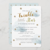 Twinkle Little Star Blue Boy Drive-by Baby Shower Einladung (Vorne/Hinten)
