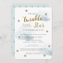 Twinkle Little Star Blue Boy Drive-by Baby Shower Einladung
