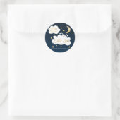 Twinkle Little Star Blue Bunny Baby Dusche Gefalle Runder Aufkleber (Tasche)