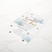 Twinkle Little Star Blue Clouds Baby Dusche Folieneinladung (Gedreht)