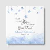 Twinkle Little Star Blue Clouds Boy Baby Shower Gästebuch (Vorderseite)