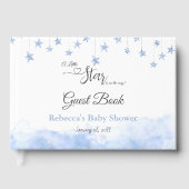 Twinkle Little Star Blue Clouds Boy Baby Shower Gästebuch (Vorderseite)