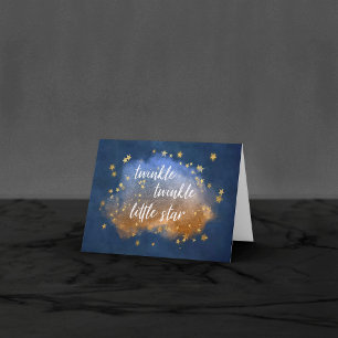Twinkle Little Star Blue Copper Gold Baby Dusche Dankeskarte