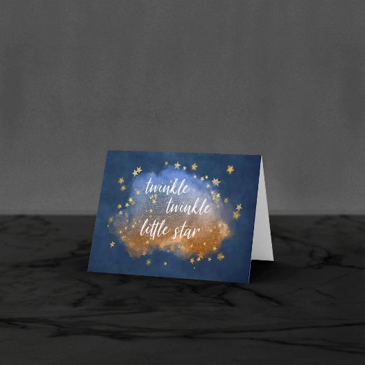 Twinkle Little Star | Blue Copper Gold Baby Dusche Dankeskarte