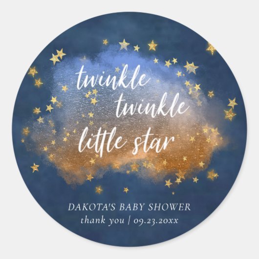 Twinkle Little Star | Blue Copper Gold Vielen Dank Runder Aufkleber (Vorderseite)