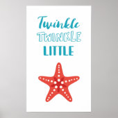 Twinkle Little Star Blue & Coral Nautical Kinderzi Poster (Vorne)