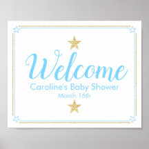 Twinkle Little Star Blue Gold Baby Dusche Willkomm