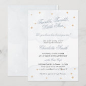Twinkle Little Star Blue Niedlich Elegant Babydusc Einladung (Vorne/Hinten)