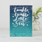 Twinkle Little Star Blue Ombre Babydusche Dankeskarte (Stehend Vorderseite)