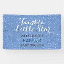 Twinkle Little Star Blue Silver Stars Baby Dusche