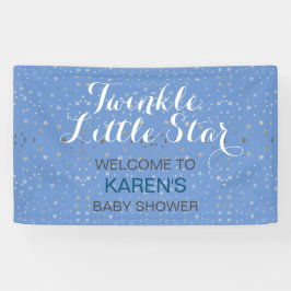Twinkle Little Star Blue Silver Stars Baby Dusche Banner
