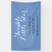Twinkle Little Star Blue Silver Stars Baby Dusche Banner (Vertikal)