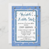 Twinkle Little Star Blue Silver Stars Baby Dusche Einladung (Vorderseite)