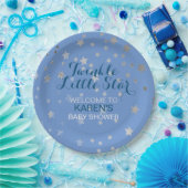 Twinkle Little Star Blue Silver Stars Babydusche Pappteller (Party)