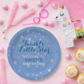 Twinkle Little Star Blue Silver Stars Babydusche Pappteller (Party)