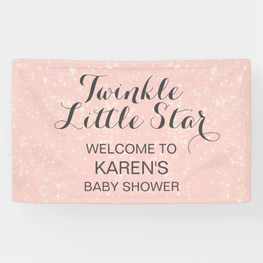 Twinkle Little Star Blush Pink Baby Dusche Banner (Horizontal)
