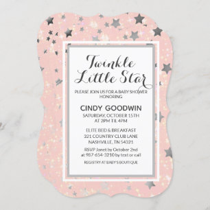 Twinkle Little Star Blush Pink Girls Baby Dusche Einladung