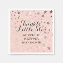 Twinkle Little Star Blush Pink Silver Baby Dusche