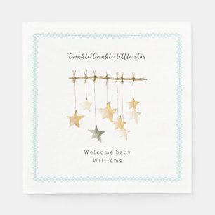 Twinkle Little Star Boho Blau Baby Shower Serviette