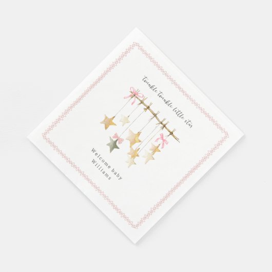 Twinkle Little Star Boho Bows Baby Shower Serviette (Ecke)