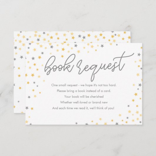 Twinkle Little Star Book Request Card | Grau Begleitkarte (Vorne/Hinten)
