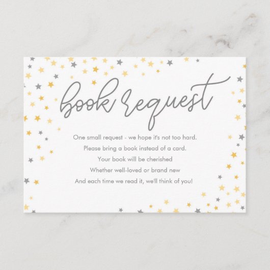 Twinkle Little Star Book Request Card | Grau Begleitkarte (Vorderseite)